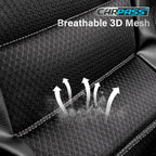 CAR PASS Memory Foam Back Car Seat Covers,Thick 3D Foam Mesh Bench Seat Covers Leather Metallic, Air Cool Rear Seat Cover Bla