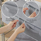 Underbed Storage Box, Foldable Under Bed Bins Container, Organizer Baskets with Lid for Organizing Clothes, Sheets, Pillows, 