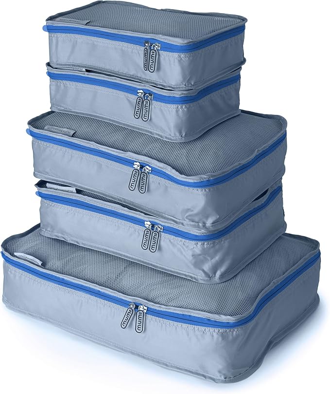 MUMI Packing Cubes - 5 Compression Packing Cubes for Travel, Luggage Organizer Bags for Suitcases, Carry-On, Duffle or Backpa