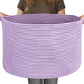 MEGASKET 115L Extra Large Purple Storage Basket, 23.6" X 15.7" Jumbo Woven Cotton Rope Bin for Throw Blankets Pillows, Baby L