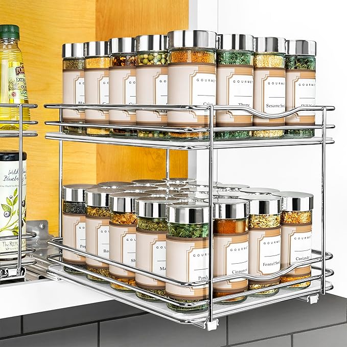 LYNK PROFESSIONAL® Pull Out Spice Organization for Cabinets - 8-3/8 inch Wide – Spice Rack for Inside Cabinets, Slide Out Spi