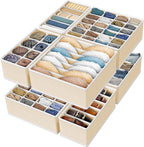 Simple Houseware Closet Underwear Organizer Drawer Divider Assorted 7 Pieces, Beige