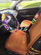 YDM Crochet Steering Wheel Cover, Sunflower Design, Standard Size (14-15 inches), Cotton, Slip Resistant, Elastic, Customizable Color, Gift Idea
