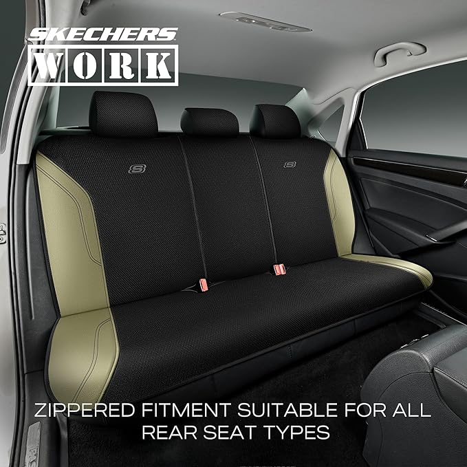 Skechers Car Seat Covers, Work Leather Seat Covers 5-Times Stronger Built-in Webbing,Oxford Fabric Seat Cover Full Sets, Airb