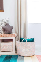 OrganiHaus Large Woven Storage Basket for Blankets and Toys 20" x 13" Inch, Rope Laundry Basket with Handles, Cushions & Pill