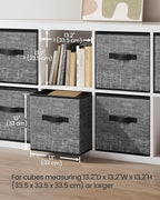SONGMICS Storage Cubes, 13-Inch Non-Woven Fabric Bins with Double Handles, Set of 6, Closet Organizers for Shelves, Foldable,