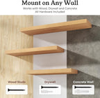 Floating Shelves for Wall, 9.3" Deep Wall Mounted Wood Shelves for Bathroom, Bedroom, Living Room, Kitchen, Hanging Shelf for