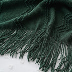 BATTILO HOME Christmas Décor Green Throw Blanket with Fringe, Geometric Bed Throws Dark Green Throws Decorative Throw Blanket