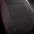 CAR PASS Air Mesh Leather Car Seat Covers Front Seats, Breathable Two Front Seat Covers for Cars, Comfortable Universal Fit for SUV Truck Sedan Automotive, Anti-Slip Airbag Compatible,Black and Red