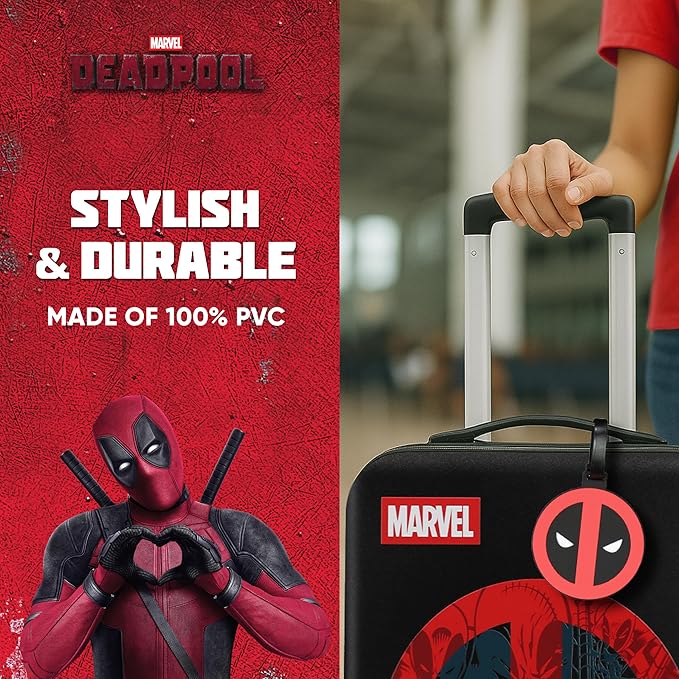 FUL Marvel Deadpool and Wolverine Luggage Tags, 2-Piece PVC Suitcase ID Tag Set with Adjustable Straps, Multi, One Size