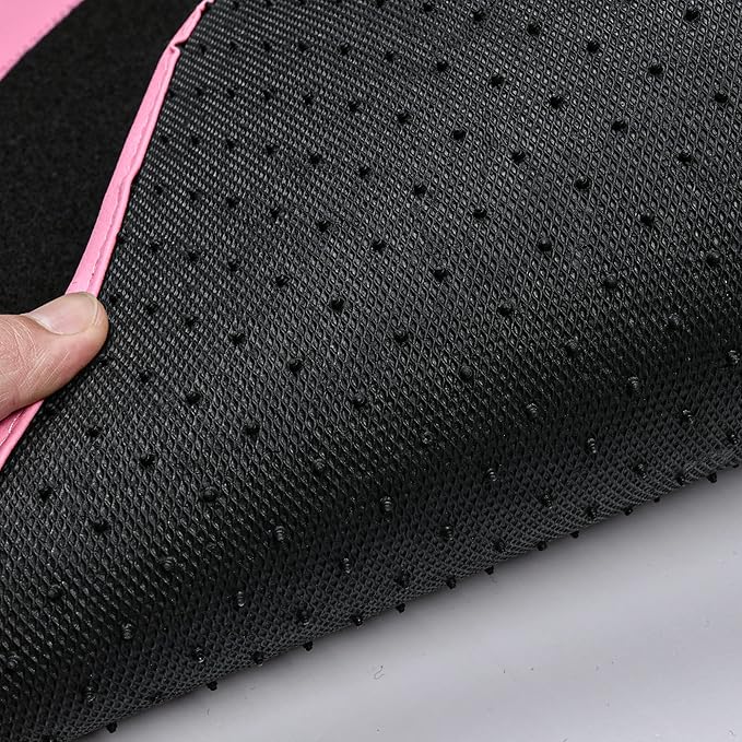 CAR PASS Pink Edge Faux Leather Car Floor Mats Universal Car Carpet Mats with Double Stitch Line Anti-Slip Backing Design, fo