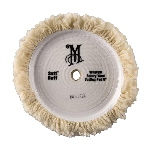 Meguiar's 8" Soft Buff Rotary Wool Cutting Pad, WRWC8 - Professional Paint Correction Pad for Removing Heavy Defects - Heavy Cut for Use with a Rotary Buffer, 1 Count