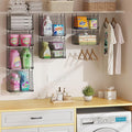 4-Pack Hanging Laundry Room Organizer：Foldable Laundry Room Organizaton Wire Basket with 360°Rotating Hooks Space Saving Over