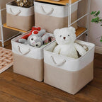 MidmmVick 13 x 13 Inch Cube Storage Bins, 4 Pack Large Collapsible Fabric Storage Bin with Ropes, Foldable Storage Cubes for 