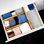 Utoplike Bamboo Dresser Drawer Dividers, 4'' High Adjustable Drawer Organizers for Clothing, Spring Loaded, Works in Kitchen,