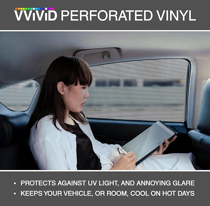 VViViD One-Way Perforated Black Vinyl Privacy Window Film Adhesive Glass Wrap Roll (5ft x 54 inches)