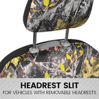 BDK Camo Car Seat Covers Full Set with Floor Mats – Complete Interior Protection Set, Realistic Green Forest Camouflage Patte