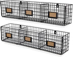 Wall35 Amalfi Hanging File Folders Office Desk Organizer Wall Mount Wire Basket Storage Magazine Holder 3 Sectional Set of 2 