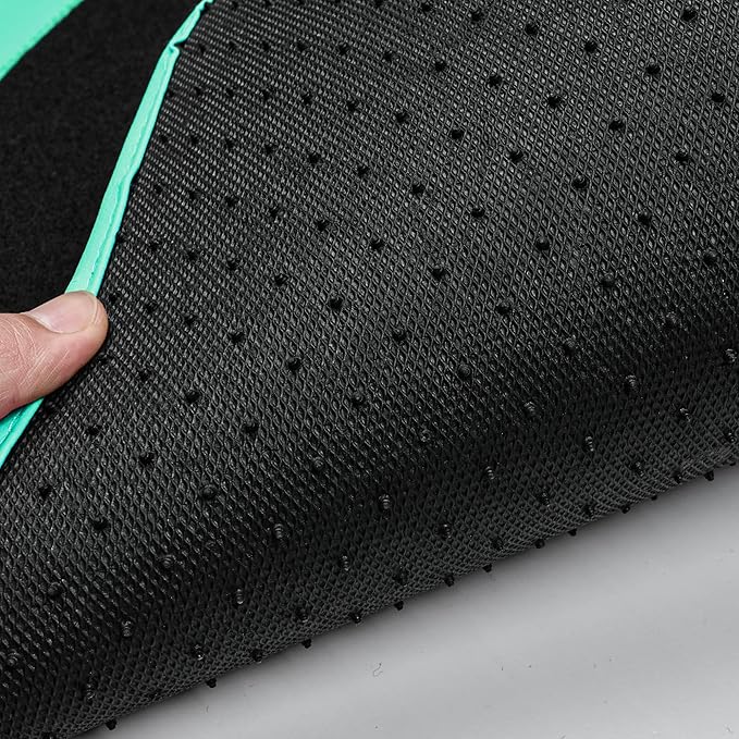 CAR PASS Mint Green Edge Leather Car Floor Mats, Universal Car Mats with Double Stitch Line and Anti-Slip Backing Design, for