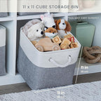 OrganiHaus 11x11 Cube Storage Bins 4 Pack, Foldable Cube Storage Organizer w/ Rope Handles, Collapsible Fabric Bins for Toys,