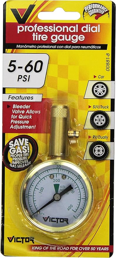 Victor 22-5-00881-8 Professional Dial with Bleeder Valve Tire Gauge, Multi, One Size