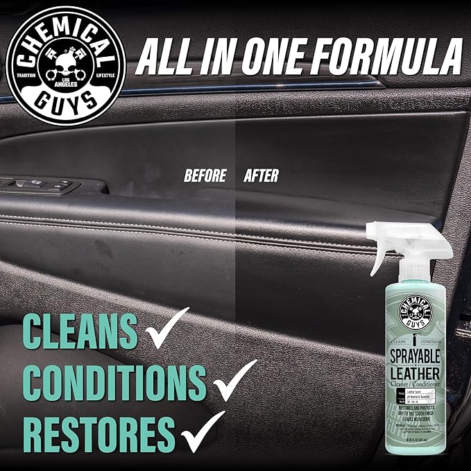 Chemical Guys SPI_103 Sprayable Leather Cleaner and Conditioner in One for Interiors, Apparel, and More (Works on Natural, Sy