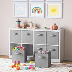 Storage Cubes Pack Of 8 - Standard Size Cube Storage Bin 10.5x10.5x11 With Dual Handles For Easy Carrying- Fabric Storage Bin