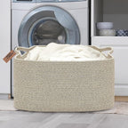 COMFY-HOMI Large Rectangular Blanket Basket, Woven Cotton Rope Baskets for Storage, Laundry Hamper Basket, Storage Bin,Toy Or