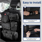 Tactical Car Seat Back Organizer,Back Seat Organizer with 5 Detachable Molle Pouches,Molle Panel Organizer Fits for Vehicel Such as Jeep,Truck,SUV, Car