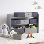 Humble Crew Toy Storage Organizer with 9 Removable Fabric Bins, Light Grey/Grey – Premium Playroom Toy Organizer for Toddlers