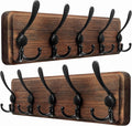 Dseap Coat Rack Wall Mounted - 5 Tri Hooks, Heavy Duty, Wooden Wall Coat Hanger Coat Hook for Clothes Hat Jacket Clothing, Na