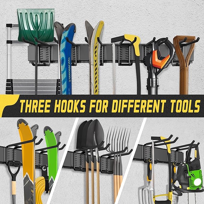 klasit Garage Wall Organizer,12Pack Carries 600 lbs,Garden Tool Organizer 49.5in With Large Storage Space,Easy Assembly, Stur