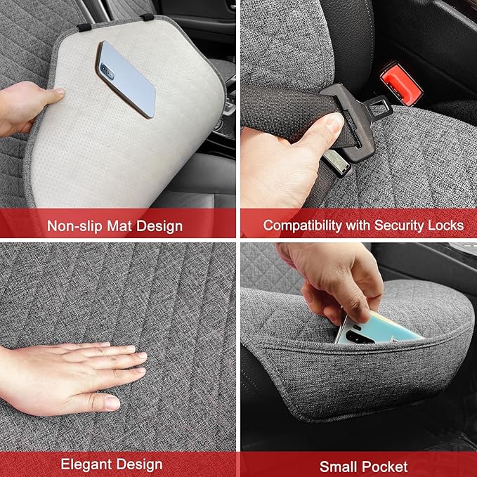 Linen Car Seat Covers Front Seat Covers Breathable Cloth Fabric Car Seat Protector - Universal Fit for Cars, Vans, SUVs, Truc