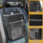 LUXJA Car Front Seat Organizer with Accordion File Pocket, Passenger Seat Organizer with Laptop Sleeve (Up to 15.6 In) and Adjustable Strap, Black