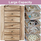 Meangood Jewelry Box Wood for Women, 6-Layer Large Organizer Box with Mirror & 5 Drawers for Rings, Earrings, Necklaces, Vint