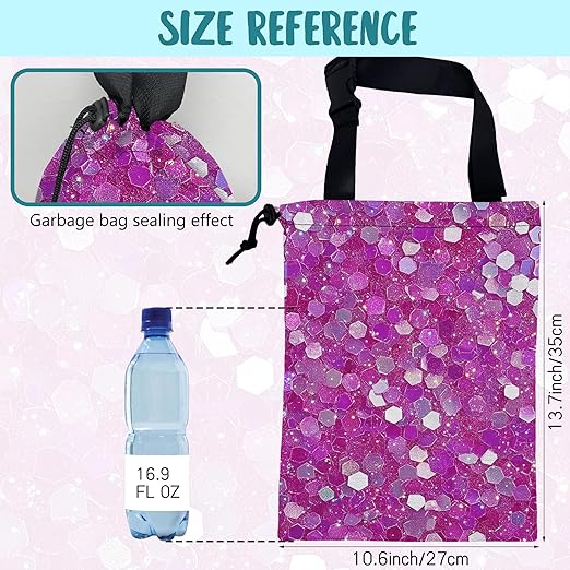 Car Garbage Bag Pink and Purple Hexagonal Hanging Canvas Car Trash Bag Drawstring Car Back Seat Organizer for Car Back Front Seat Console with Adjustable Buckle