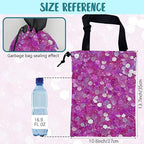 Car Garbage Bag Pink and Purple Hexagonal Hanging Canvas Car Trash Bag Drawstring Car Back Seat Organizer for Car Back Front Seat Console with Adjustable Buckle