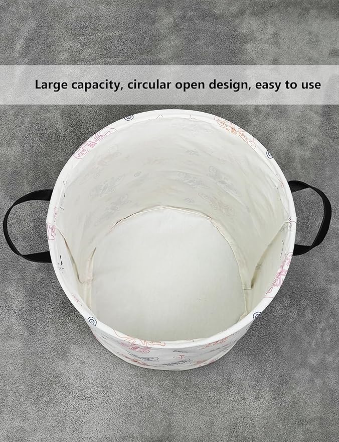 QUEENLALA Large Storage Basket,Laundry Hamper/Bathroom/Home Decor/Collapsible Round Storage Bin,Boys and Girls Hamper/Boxes/C