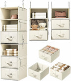 Vailando 6-Shelf Hanging Closet Organizer with 3 Drawers, 2 Separable 3-Shelf Closet Organizers and Storage for Wardrobe Orga