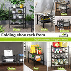 BMOSU 2-Tier Bamboo Small Shoe Rack Premium Stackable Shoe Shelf Storage Organizer for Hallway Closet Living Room Entryway Or