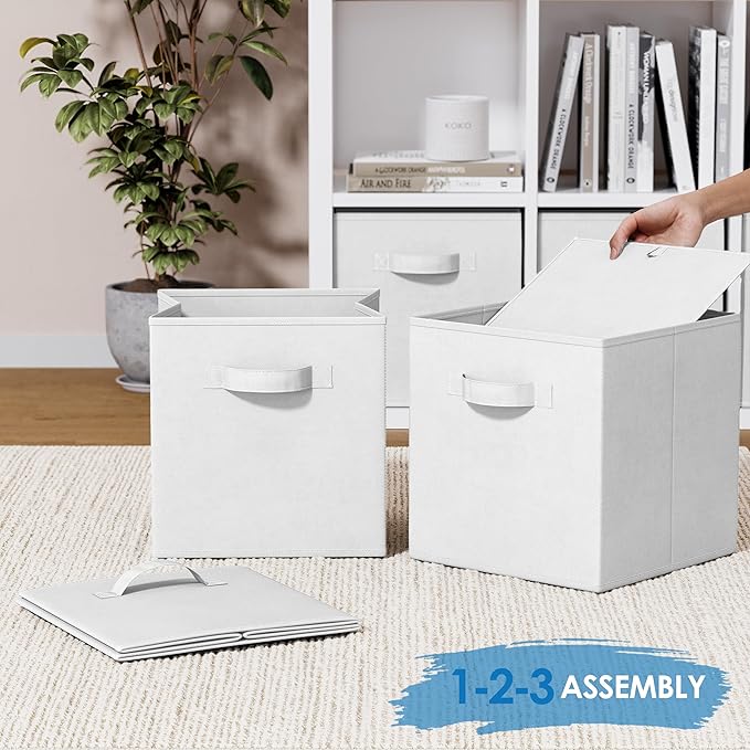 Storage Cubes Pack Of 8 - Standard Size Cube Storage Bin 10.5x10.5x11 With Dual Handles For Easy Carrying- Fabric Storage Bin