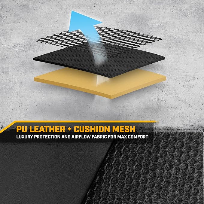 CAT PU Leather Rear Bench Seat Cover – Black, 60/40 Split Fit for Cars, Trucks, SUVs – Waterproof, Scratch-Resistant, Semi-Un
