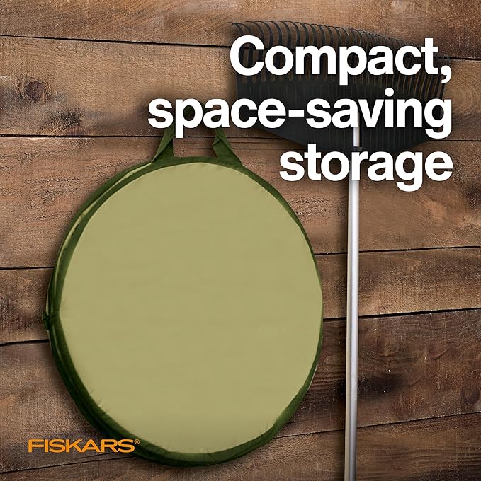 Fiskars Kangaroo Collapsible Spring Up Garden Bag for Yard Waste, Grass, Branches & Weeds, Tear & Mildew Resistant Vinyl-Coat