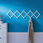 SKOLOO Accordion Wall Hanger with 16 Hooks, Modern Expandable Coat Rack Hat Rack for Wall, Solid Wooden, White