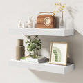 20 Inch Floating Shelves | 6.5 Inch Deep White Floating Shelves Set of 2 | 20" W x 6.5" D Rustic White Wood Wall Shelves with