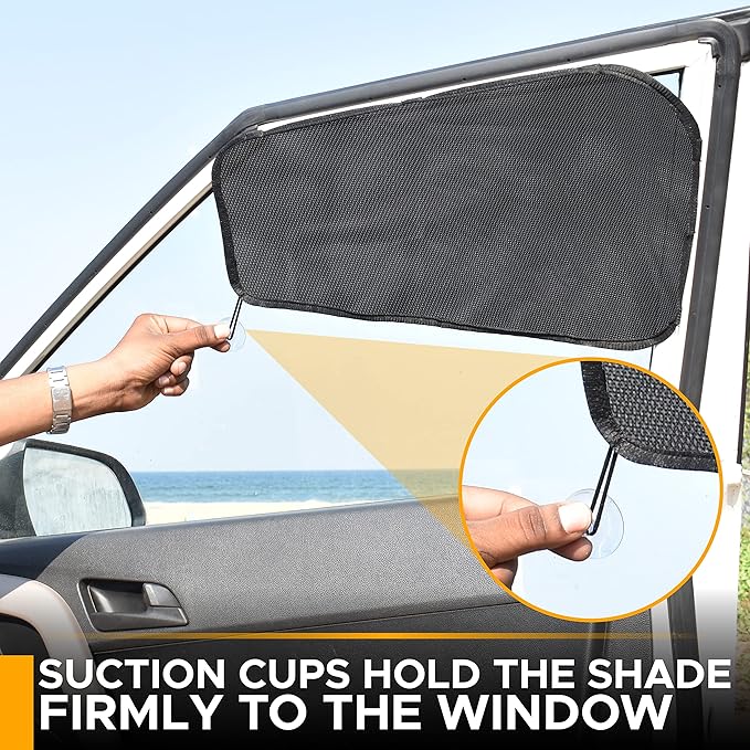 EcoNour Car Driver Front Window Sun Shade | Magnetic Window Curtain Protects from Harmful Sun Rays for Drivers | Side Window Screen Sunshade for Cars Prevents Sun Damage | Black (1-Piece)