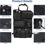 6 Pack Tactical Car Seat Back Organizer,Backseat Organizer with 5 Detachable Molle Pouches,Molle Panel Organizer Fits for Vehicel Such as Jeep,Truck,SUV, Car(Black)