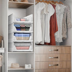 Sorbus 4 Pack Folding Closet Shelf Organizer for Clothes, Versatile Stackable Storage Baskets for Closet, Bathroom, Kitchen a