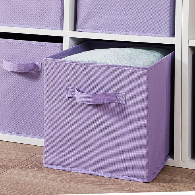 Stero Fabric Storage Bins 6 Pack Fun Colored Durable Storage Cubes with Fabric Handles Foldable Cube Baskets for Home, Kids R