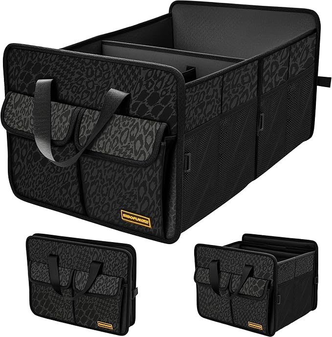 Sturdy Car Trunk Organizer - Large Capacity Trunk Organizer for SUVs & Sedans, Hard-Shell One-Piece Design with Cute Print,